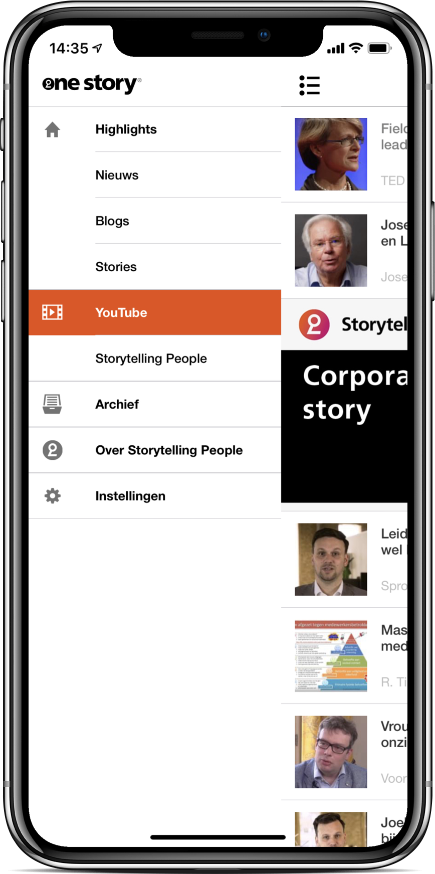Apps voor Storytelling People. Deze legt de corporate story vast en brengt die tot leven met storytelling en community building