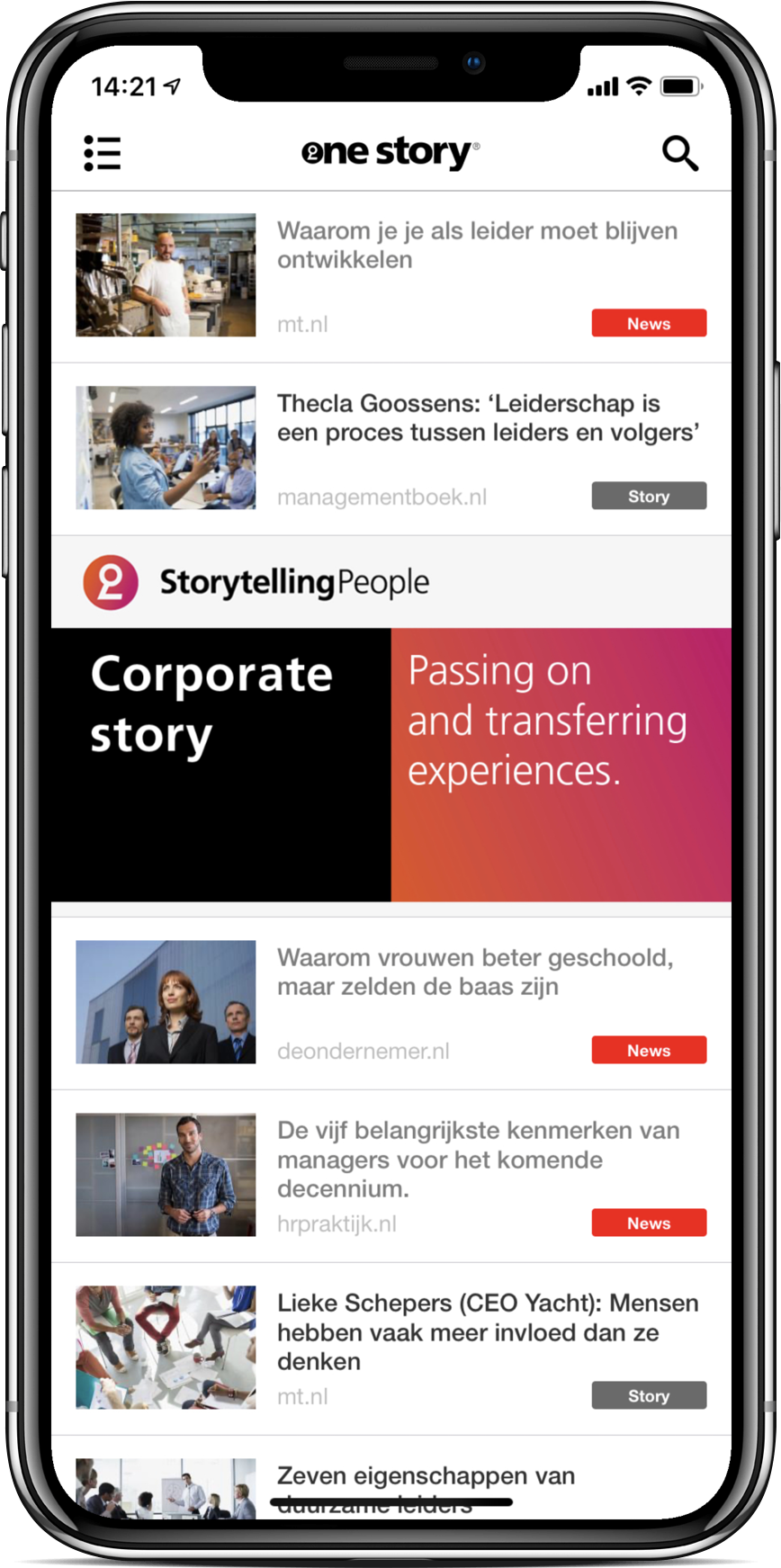 Apps voor Storytelling People. Deze legt de corporate story vast en brengt die tot leven met storytelling en community building