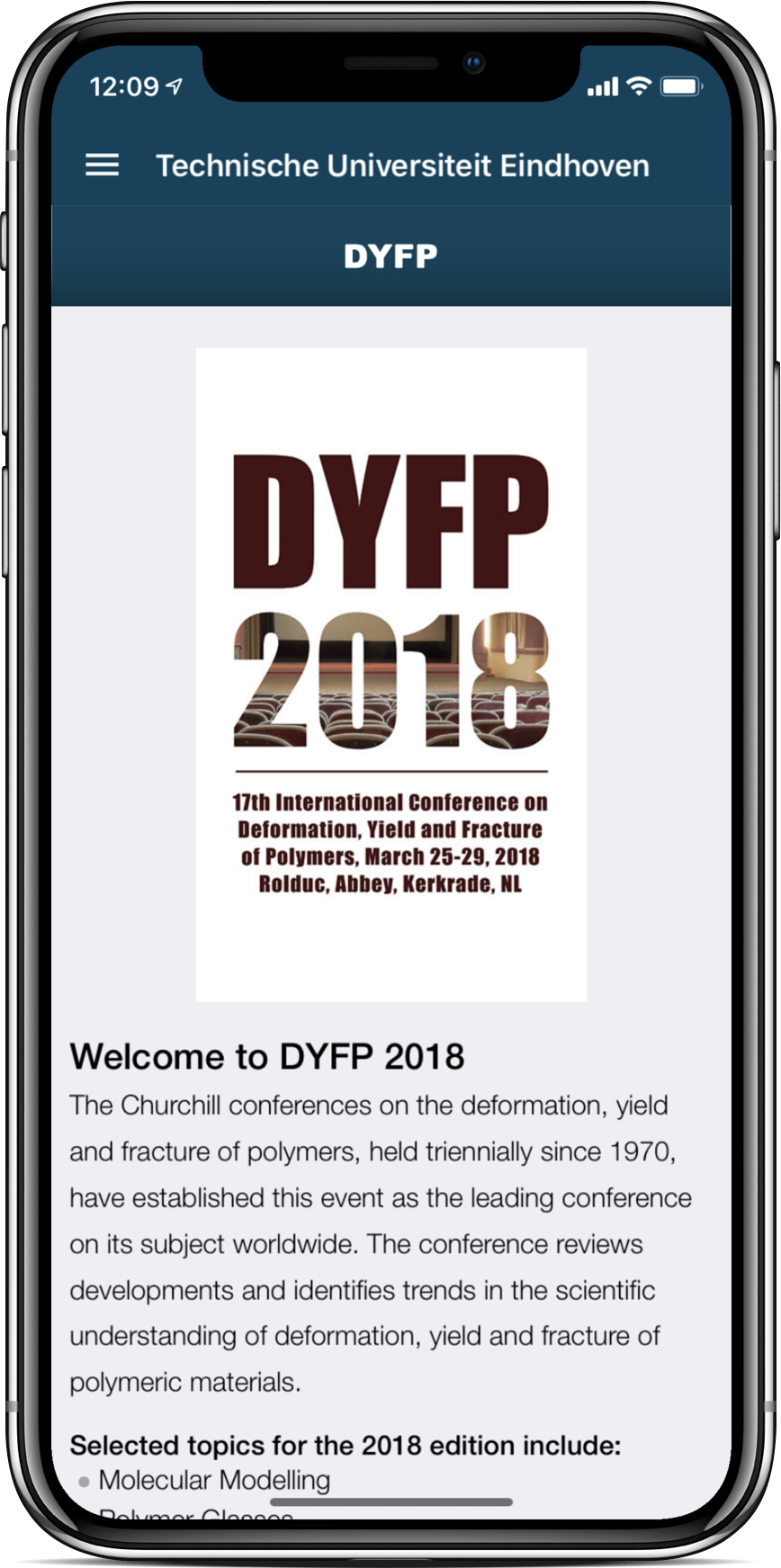 TU Eindhoven - Stichting Materials Technology - DYFP Conference iO & Android app, Website & CMS