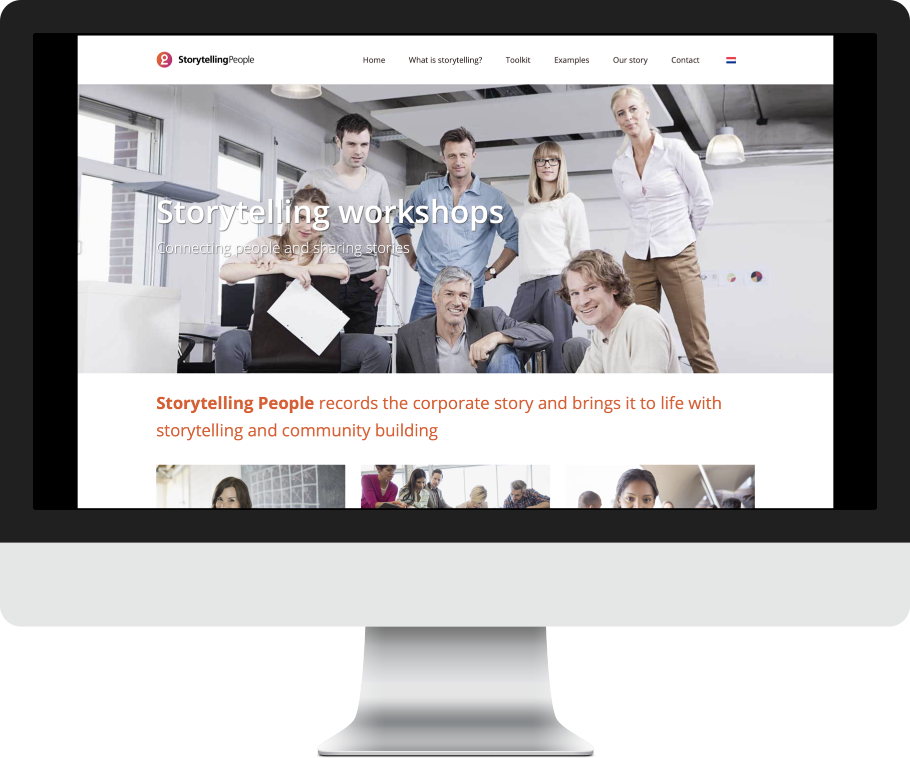 Websites voor Storytelling People. Deze legt de corporate story vast en brengt die tot leven met storytelling en community building