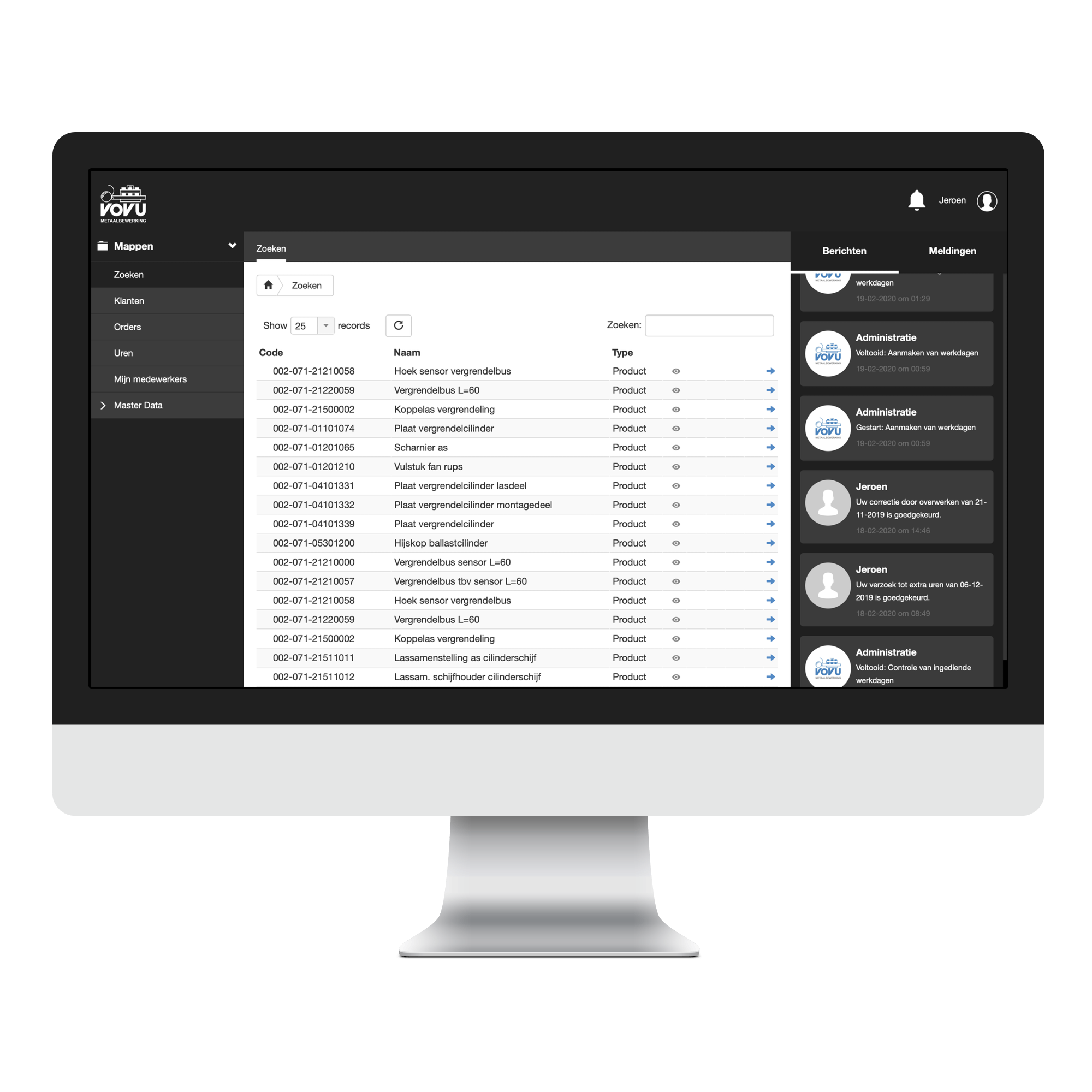 Vovu metaalbewerking ERP software op maat
